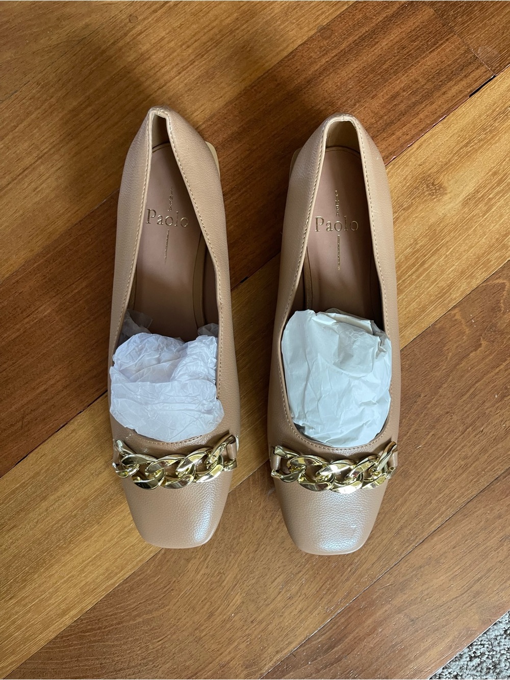 Paolo Linea Taupe Chain-Trim Loafers